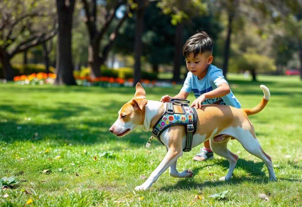 Deformed Dog Enjoying Time in the Park with a Custom Harness