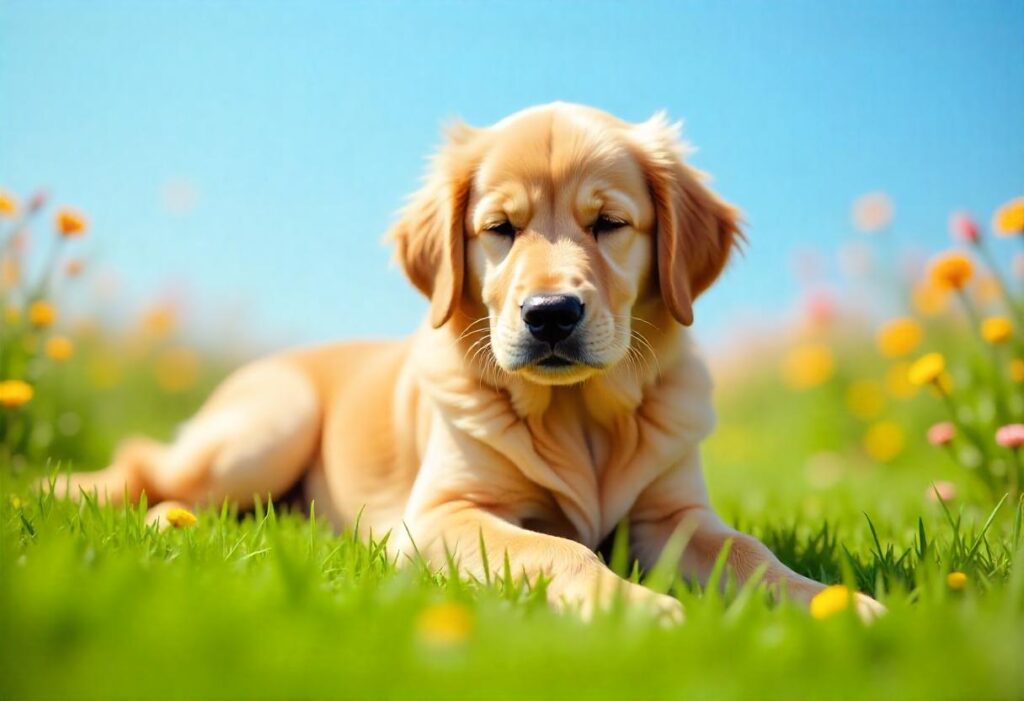 Golden Retriever Relaxing Peacefully After a Long Day