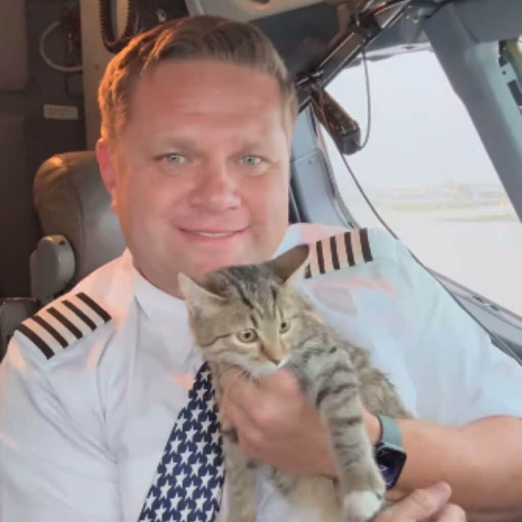 pilot and sweet kitten