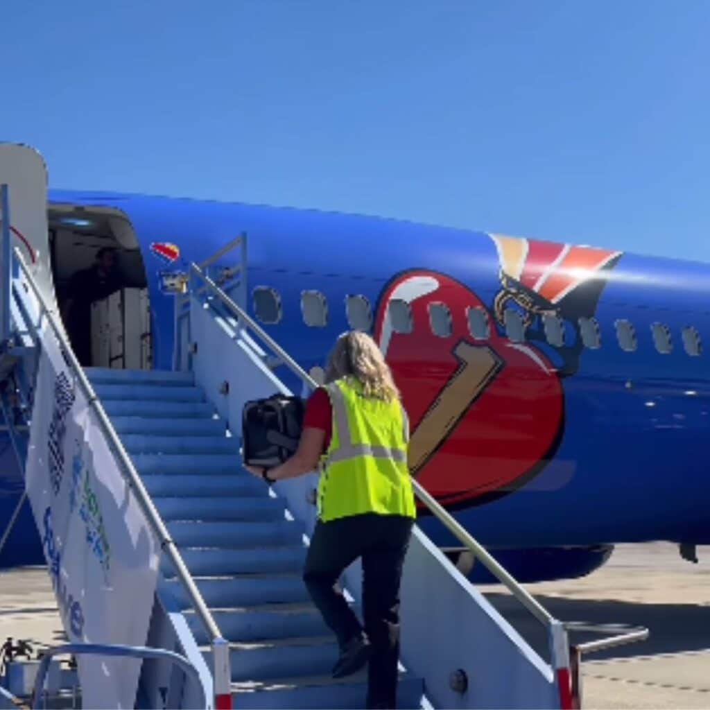 woman and airplane